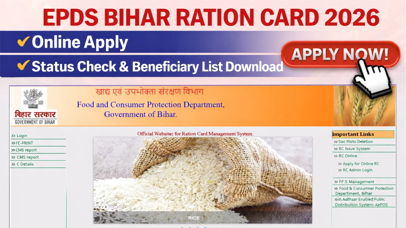 EPDS Bihar Ration Card 2026 Online Apply, Status Check & Beneficiary List Download
